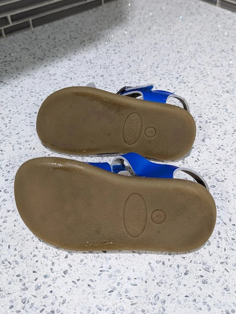 Footmates Kids Tide Saltwater Sandal Adjustable Blue Leather Toddler Girls Sz 8